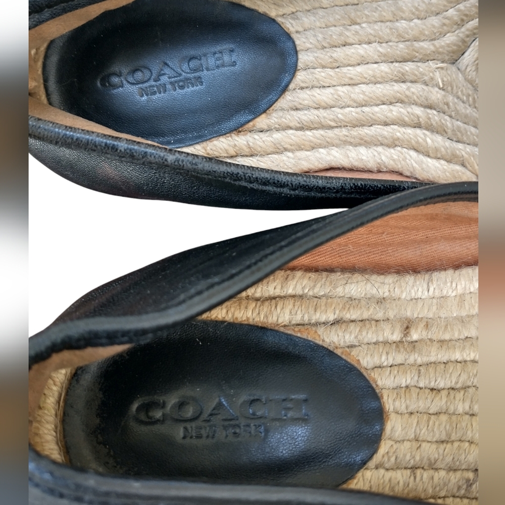 COACH Black Leather Espadrilles Women's Flats. SIZE 7US - Picture 9 of 14